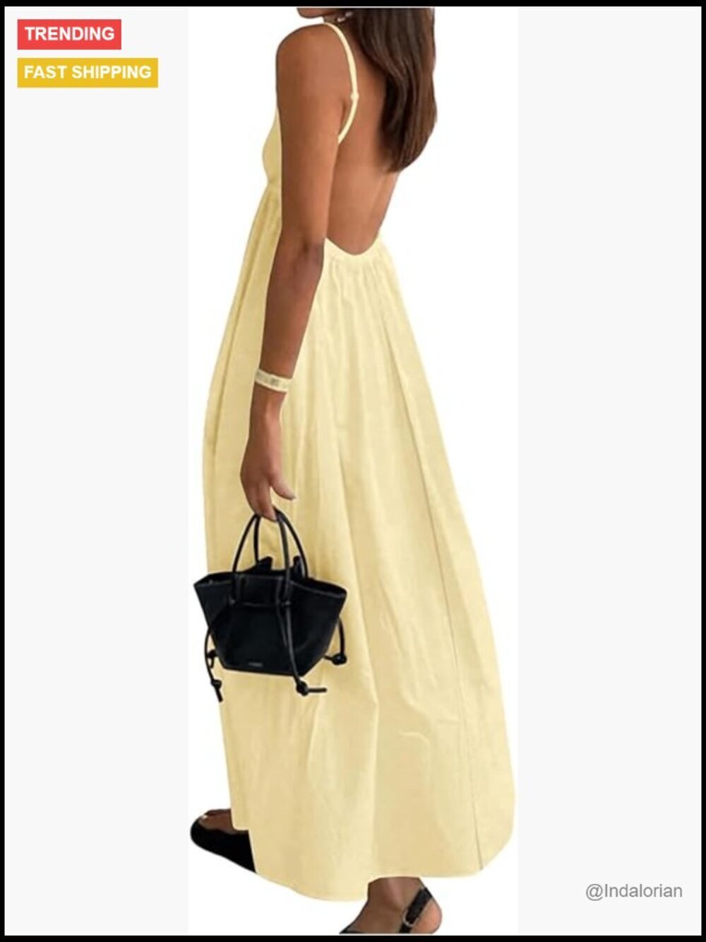 Backless V Neck Spaghetti Strap Midi Cami Dress